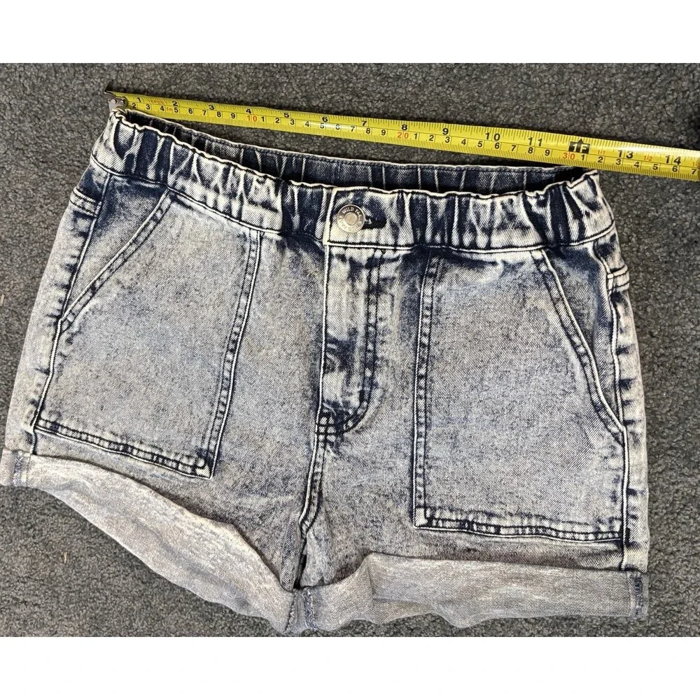 Wild Fable Acid Wash Denim Shorts Size XS - Elastic Waistband Large Pockets